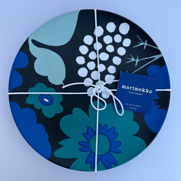 MARIMEKKO for Target NWT Melamine Salad Plate Set of 4 Blue Mix RARE NEW - Picture 2 of 10
